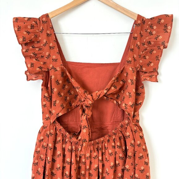 Madewell Ruffle-Strap Tiered Midi Dress in Wild Calendula Block-Print Sz M - Picture 10 of 13